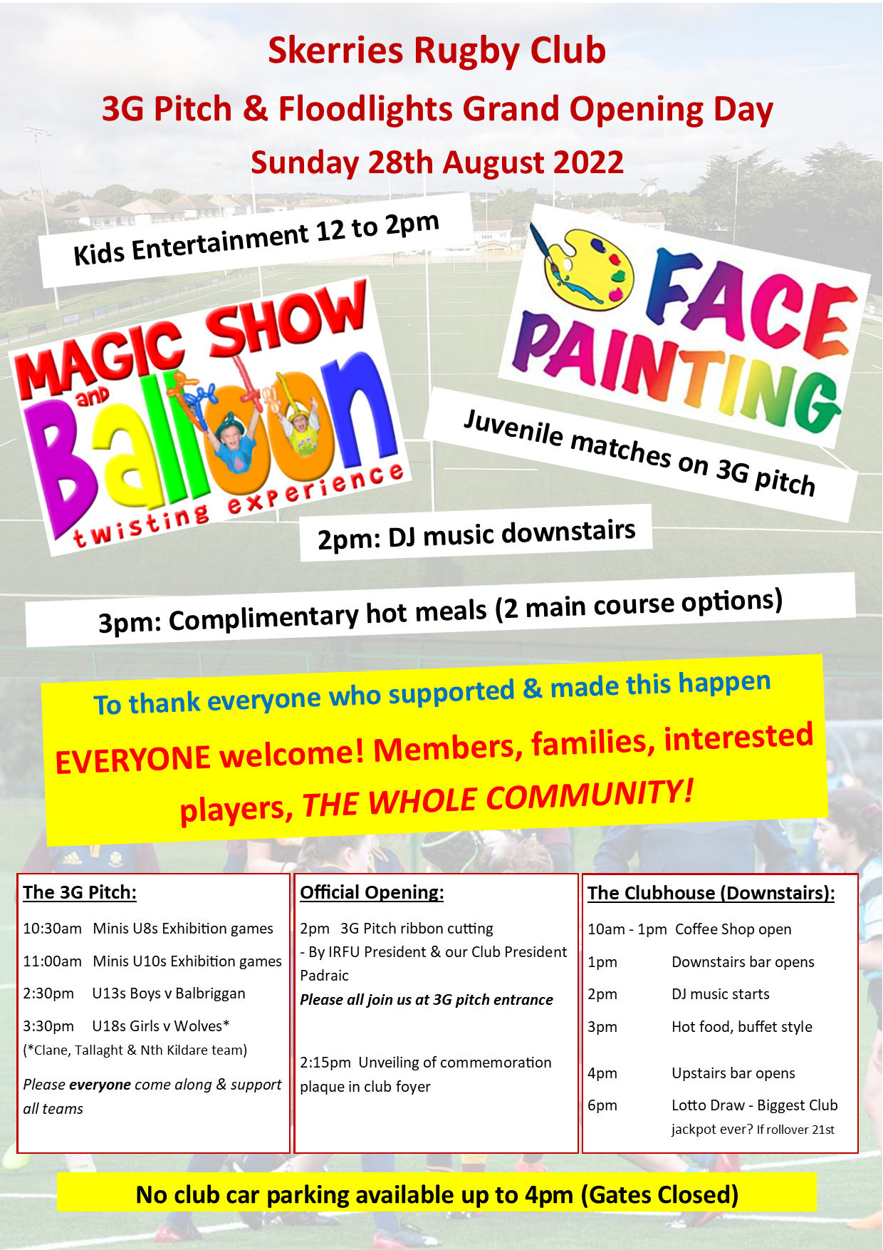 3G Pitch Official Opening Sun 28th August