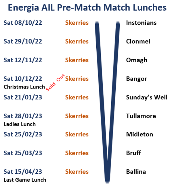 AIL Pre-Match Lunches 2022-23