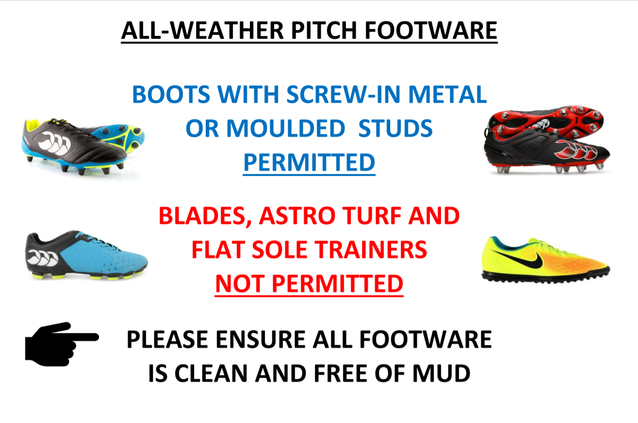 All-Weather Pitch – Permitted Footwear