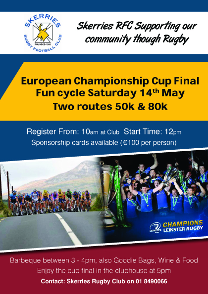 Champions  Cup Fun Cycle Saturday 14th May