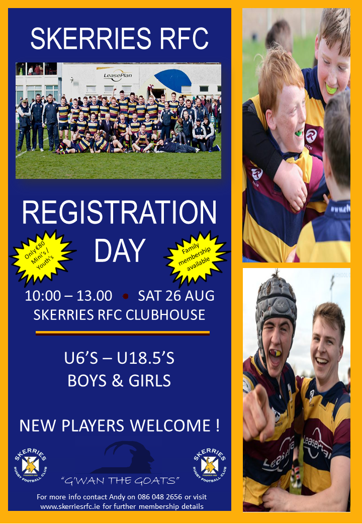 Skerries Rugby Minis Youths Registration 2017/18
