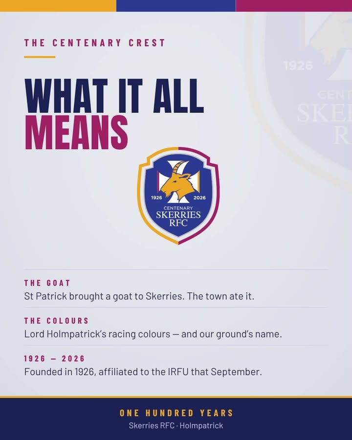 Ahead of @skerriesrugbyclub’s #CentenarySeason, a commemorative crest was launched back…