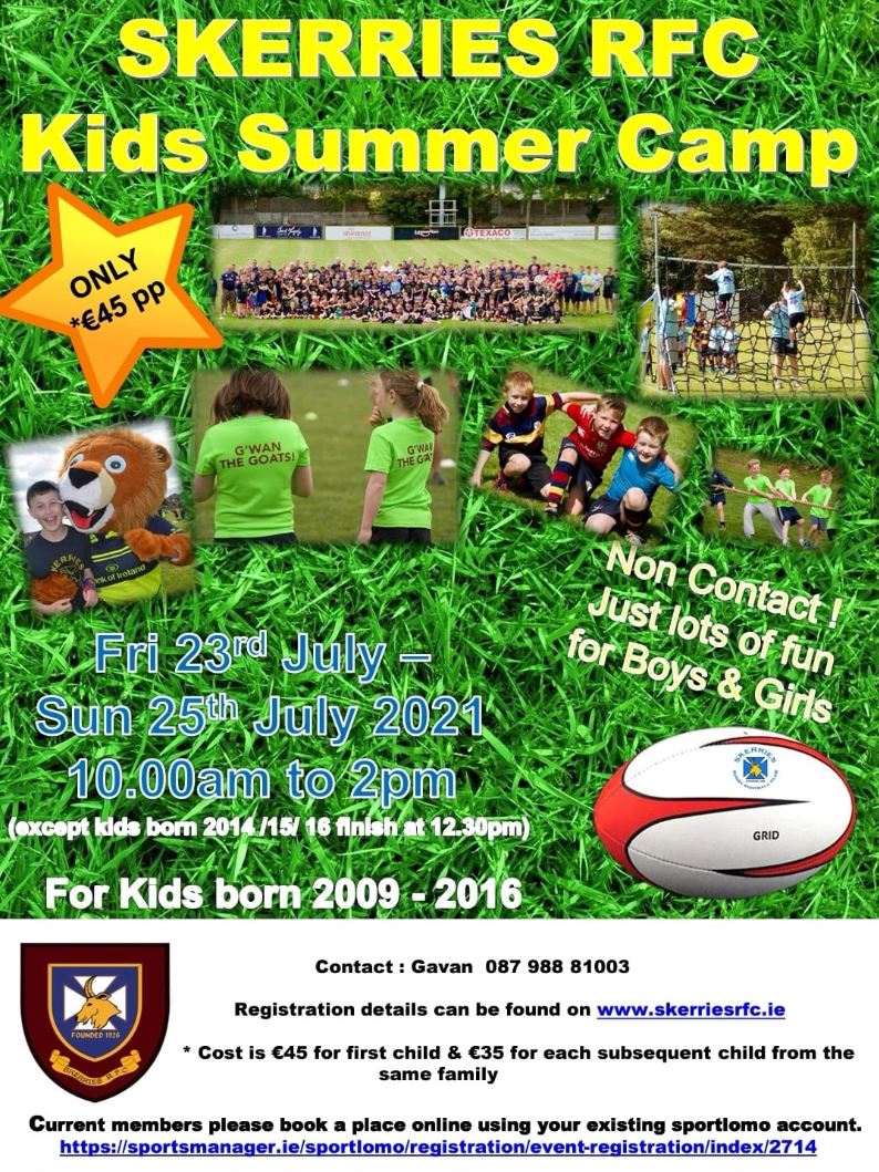 Kids Summer Camp 2021 – Registration now open | Skerries RFC